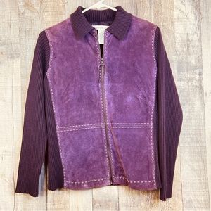 Vintage Pursuits, Ltd. size Small Genuine Leather and Sweater Combo Jacket